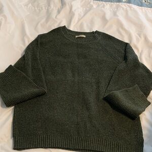 Marine Layer Men's Dark Green Ribbed Crewneck Sweater